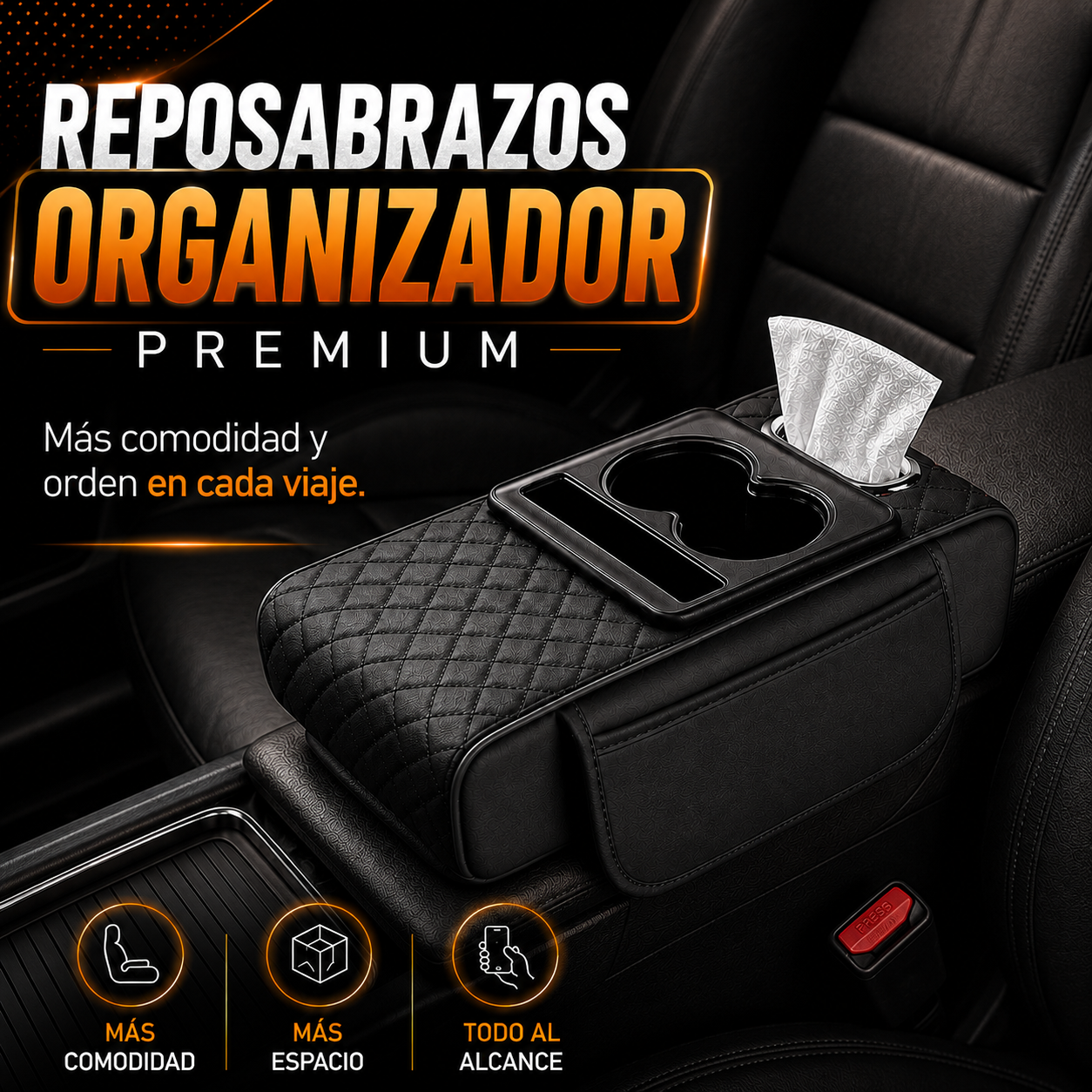 Reposabrazos Organizador Premium para Auto