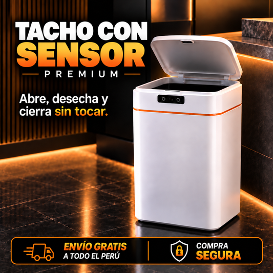Tacho blanco con sensor automático y tapa abierta